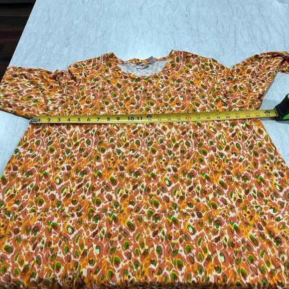 LOGO By Lori Goldstein Orange Multicolor Abstract Geometric Print Top Size XL - Picture 10 of 14